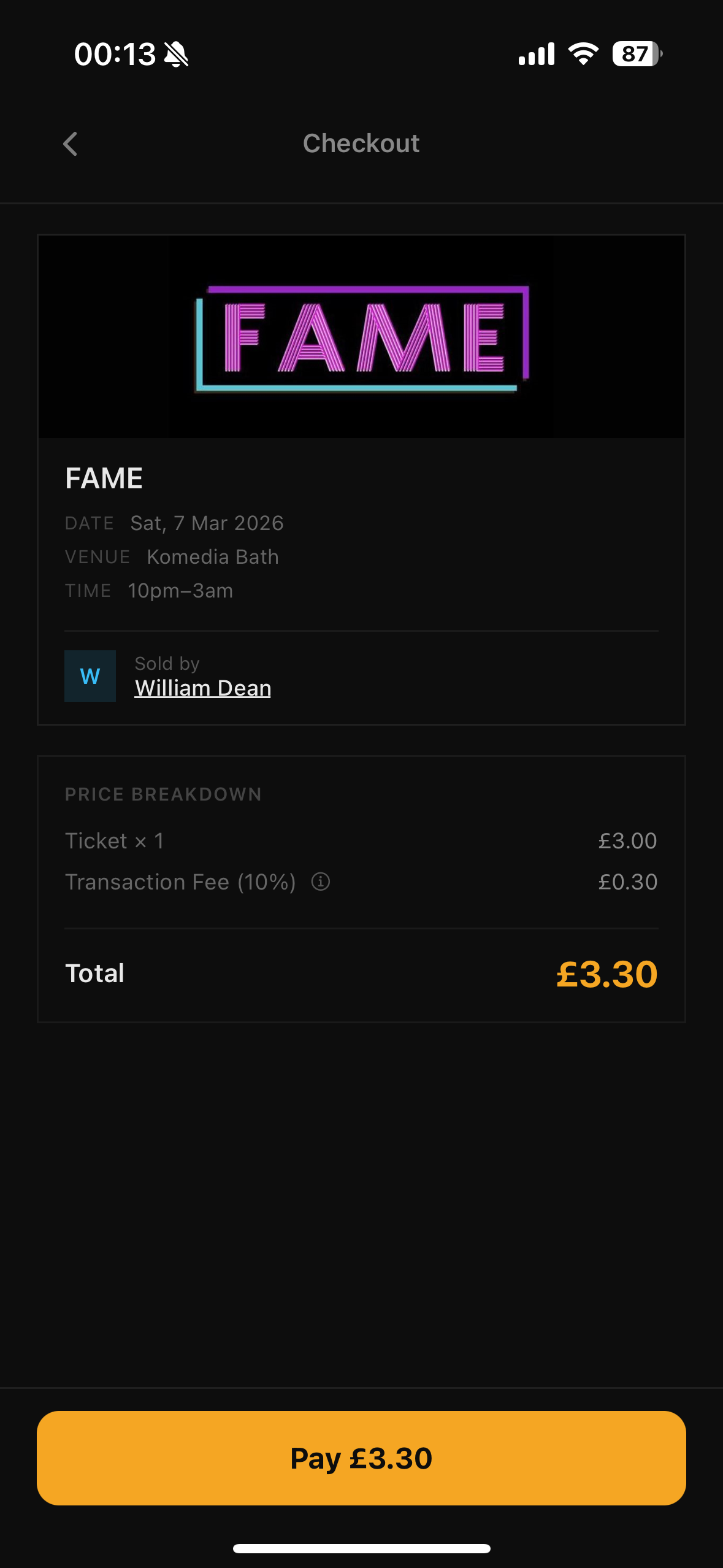 Tenbai secure checkout screen